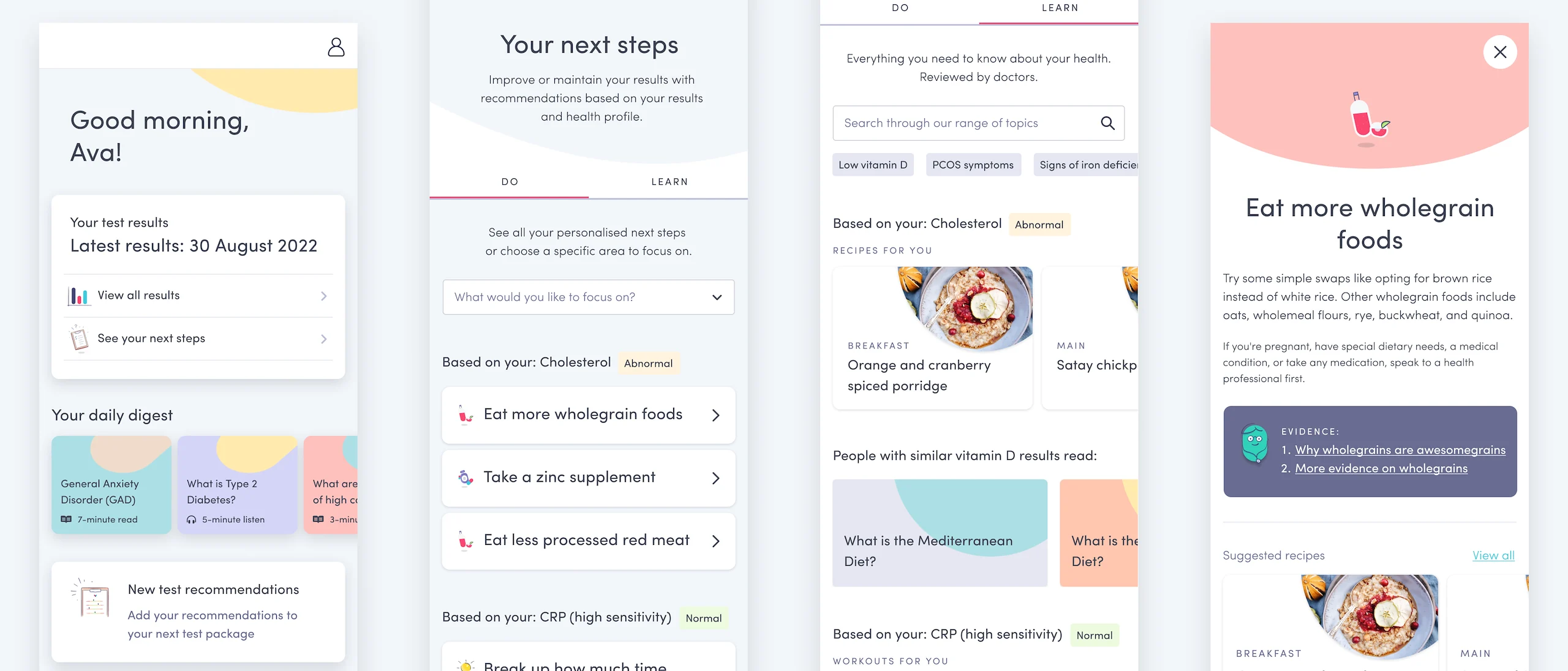 Redesigned Do and Learn tabs for the next-steps section